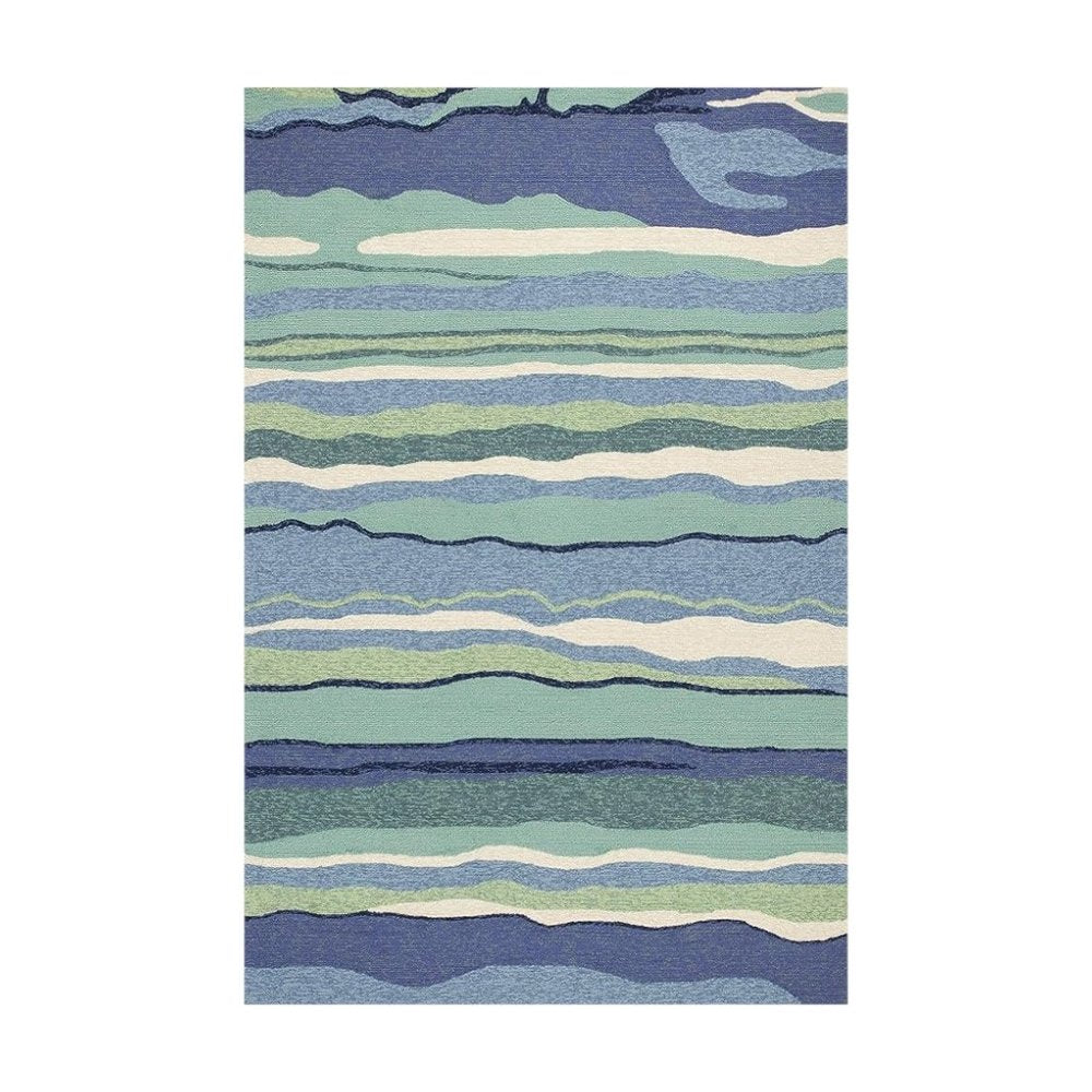 2' X 3' Blue and Ivory Abstract Handmade Indoor Outdoor Area Rug