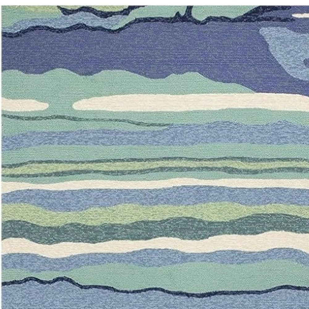 3' X 5' Blue and Ivory Abstract Handmade Indoor Outdoor Area Rug