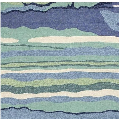 3' X 5' Blue and Ivory Abstract Handmade Indoor Outdoor Area Rug