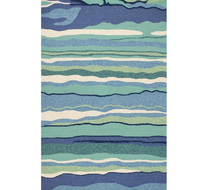 3' X 5' Blue and Ivory Abstract Handmade Indoor Outdoor Area Rug