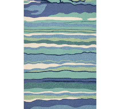 2' X 3' Blue and Ivory Abstract Handmade Indoor Outdoor Area Rug