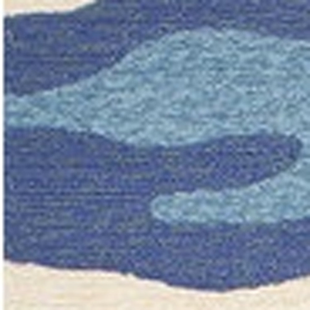 8' X 10' Blue Abstract Waves Indoor Outdoor Area Rug