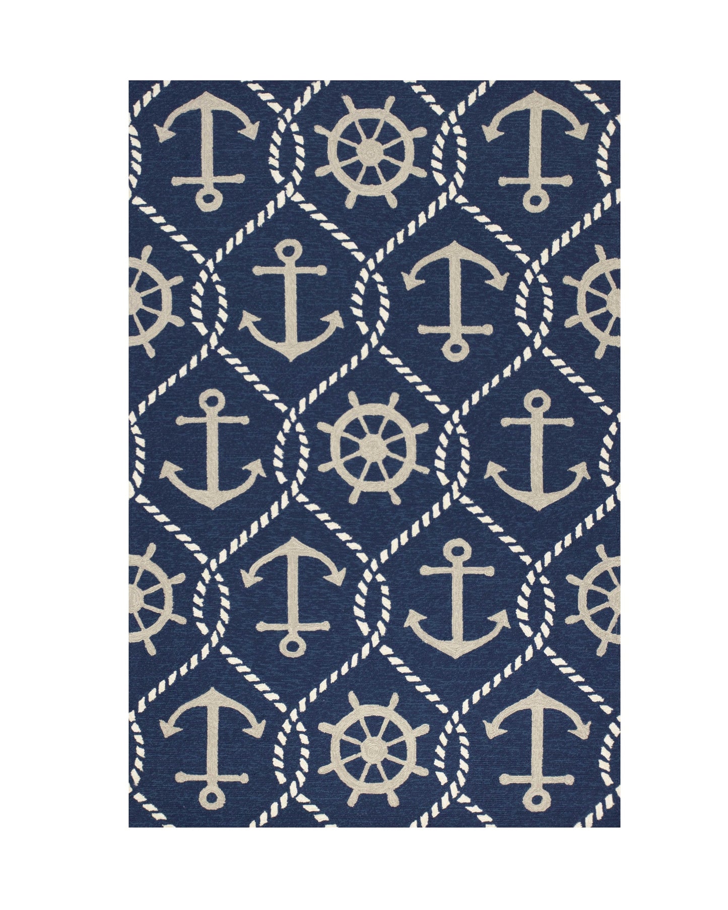 7' Round Uv Treated Polypropylene Navy Area Rug