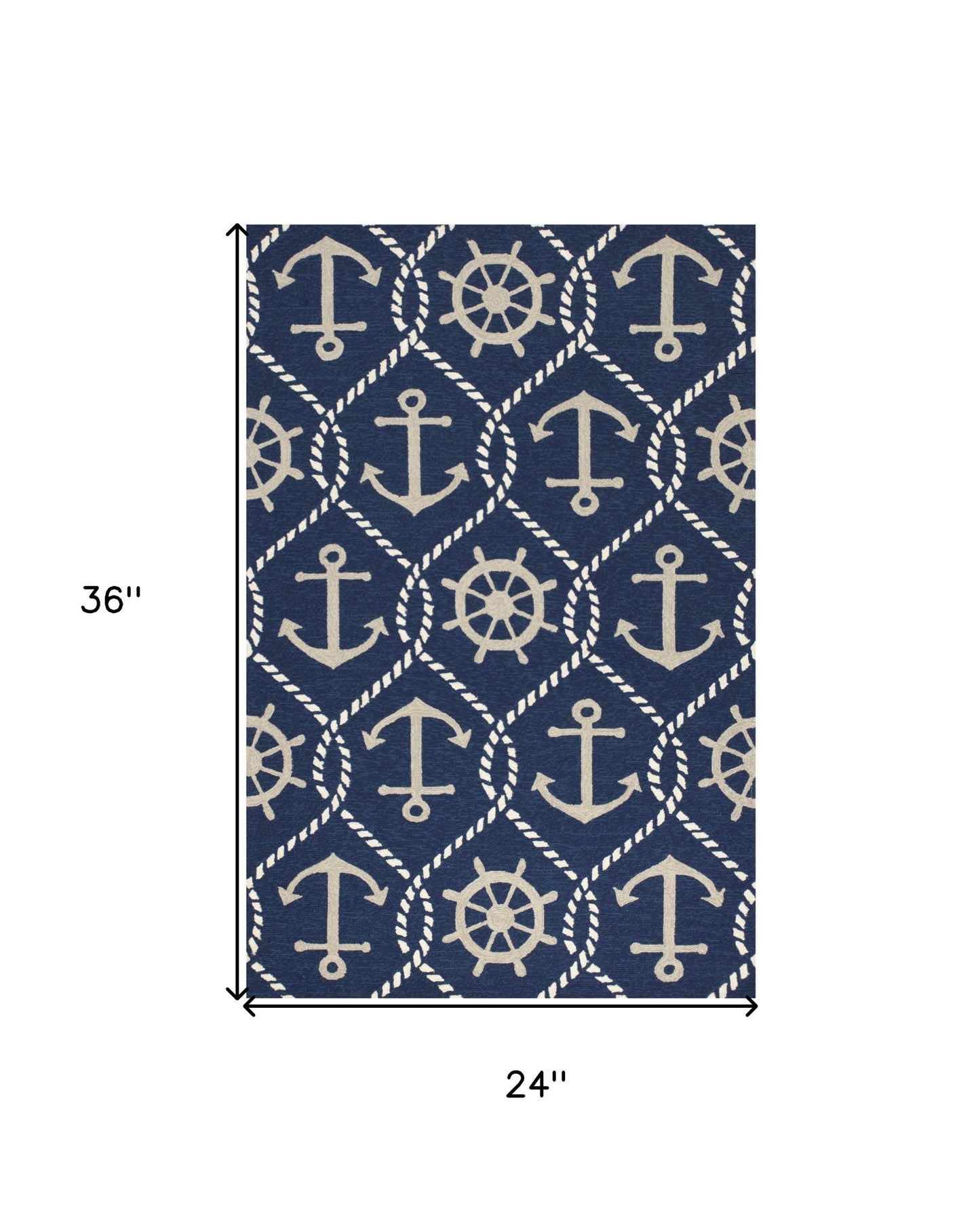 7' Round Uv Treated Polypropylene Navy Area Rug