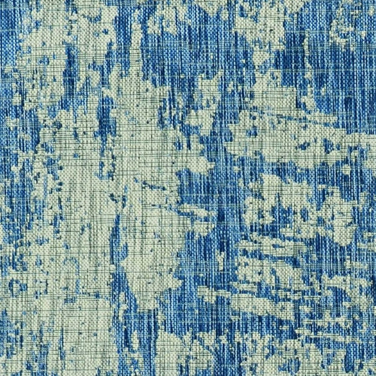 5' X 8' Blue and Green Abstract Indoor Outdoor Area Rug