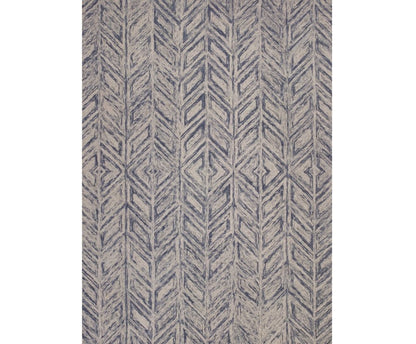 3' X 5' Blue And Beige Wool Chevron Hand Tufted Area Rug