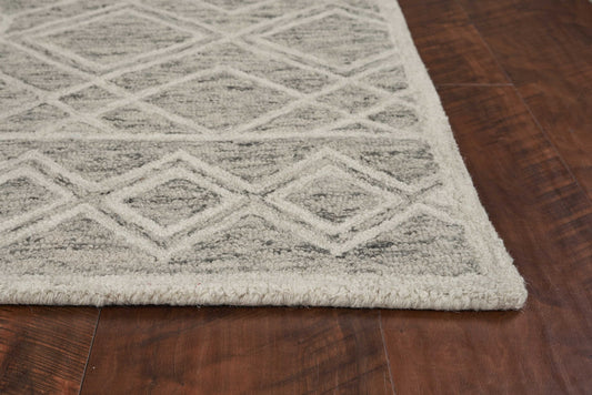 9' X 12' Sand Beige Hand Tufted Diamond Pattern Indoor Area Rug