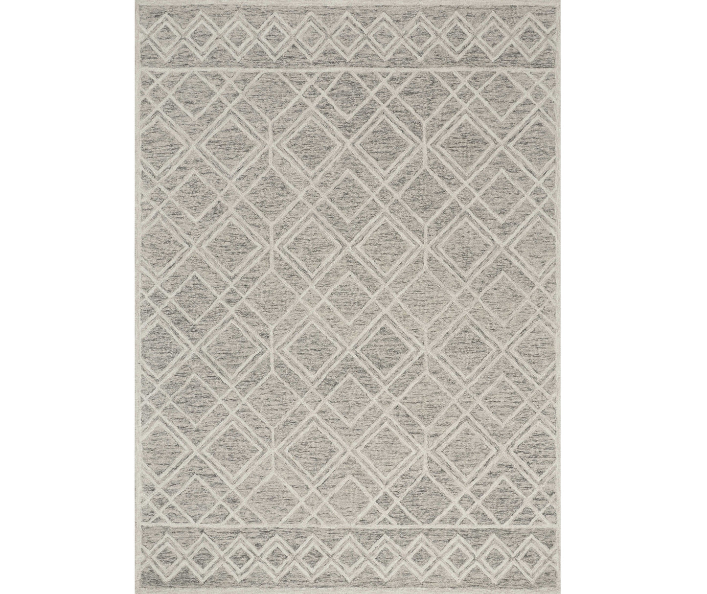 9' X 12' Sand Beige Hand Tufted Diamond Pattern Indoor Area Rug