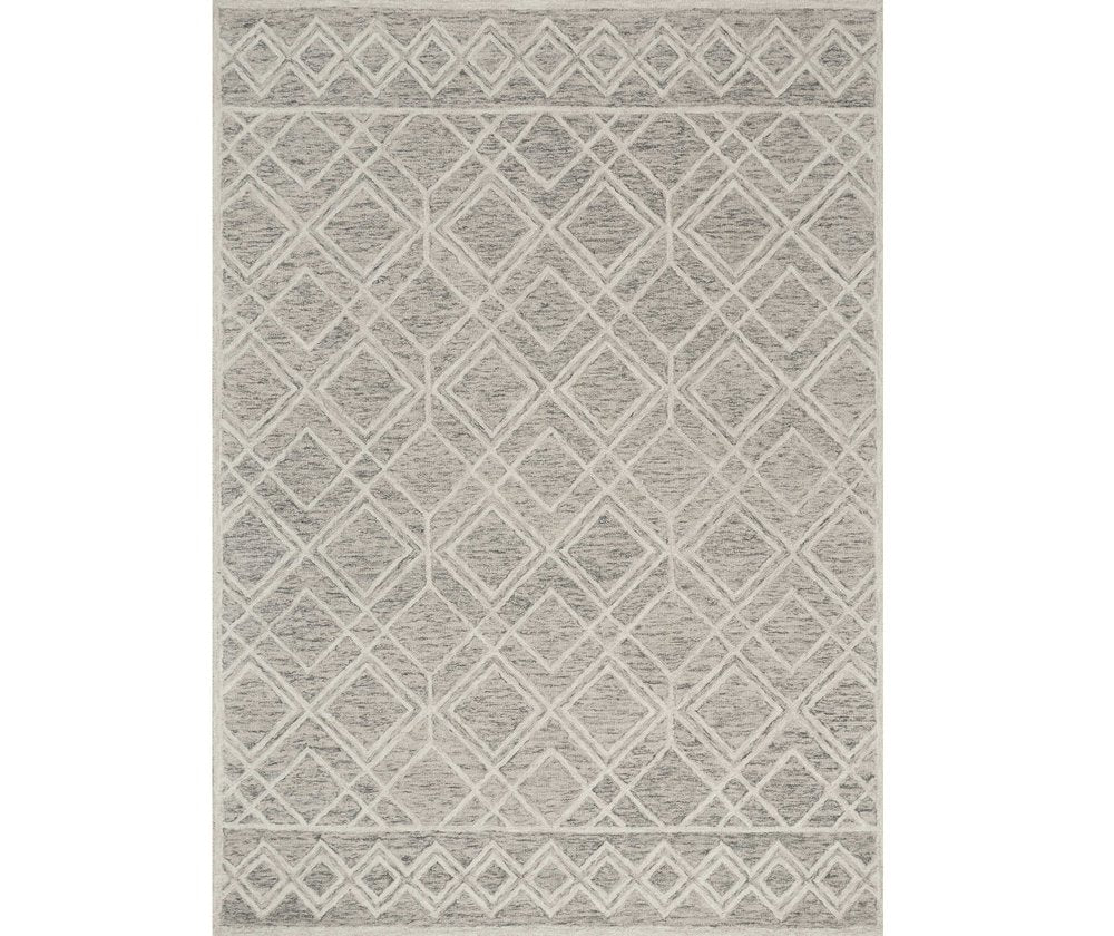 3' X 5' Sand Beige And Ivory Wool Geometric Hand Tufted Area Rug