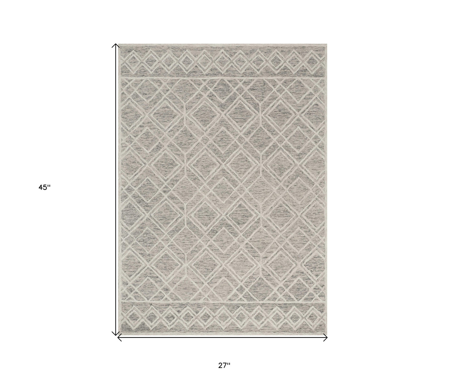 9' X 12' Sand Beige Hand Tufted Diamond Pattern Indoor Area Rug