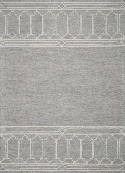 9' X 12' Grey Hand Tufted Geometric Indoor Area Rug