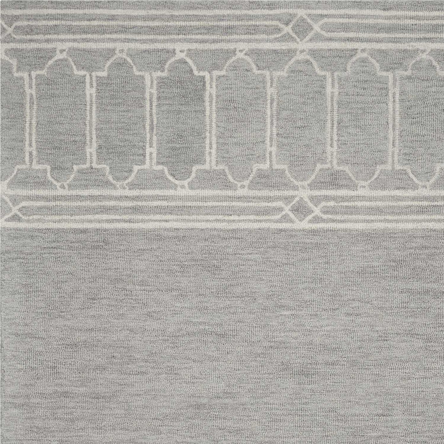 2' X 4' Gray Wool Ogee Hand Tufted Area Rug