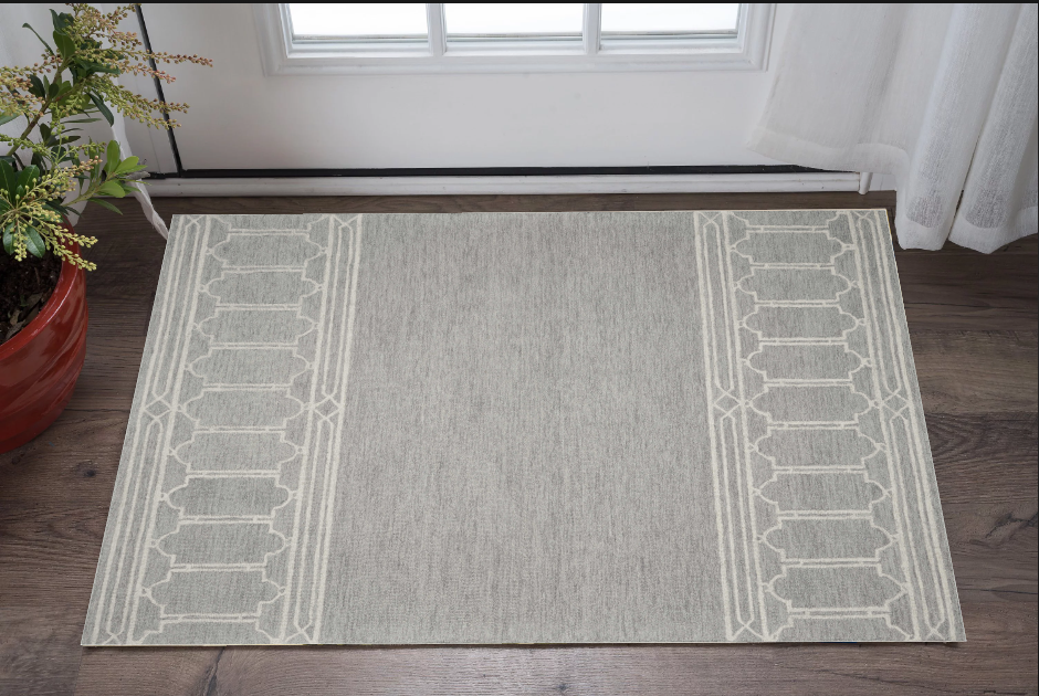 2' X 4' Gray Wool Ogee Hand Tufted Area Rug