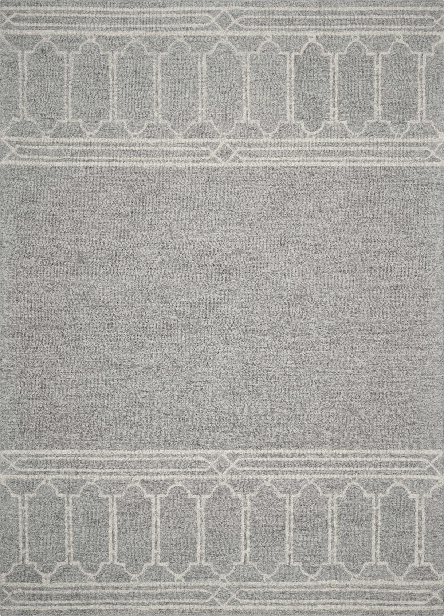 2' X 4' Gray Wool Ogee Hand Tufted Area Rug