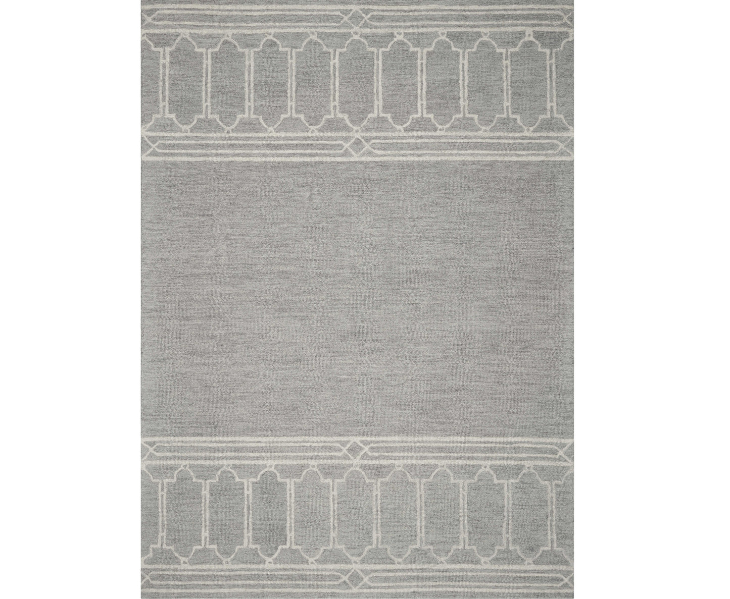 2' X 4' Gray Wool Ogee Hand Tufted Area Rug