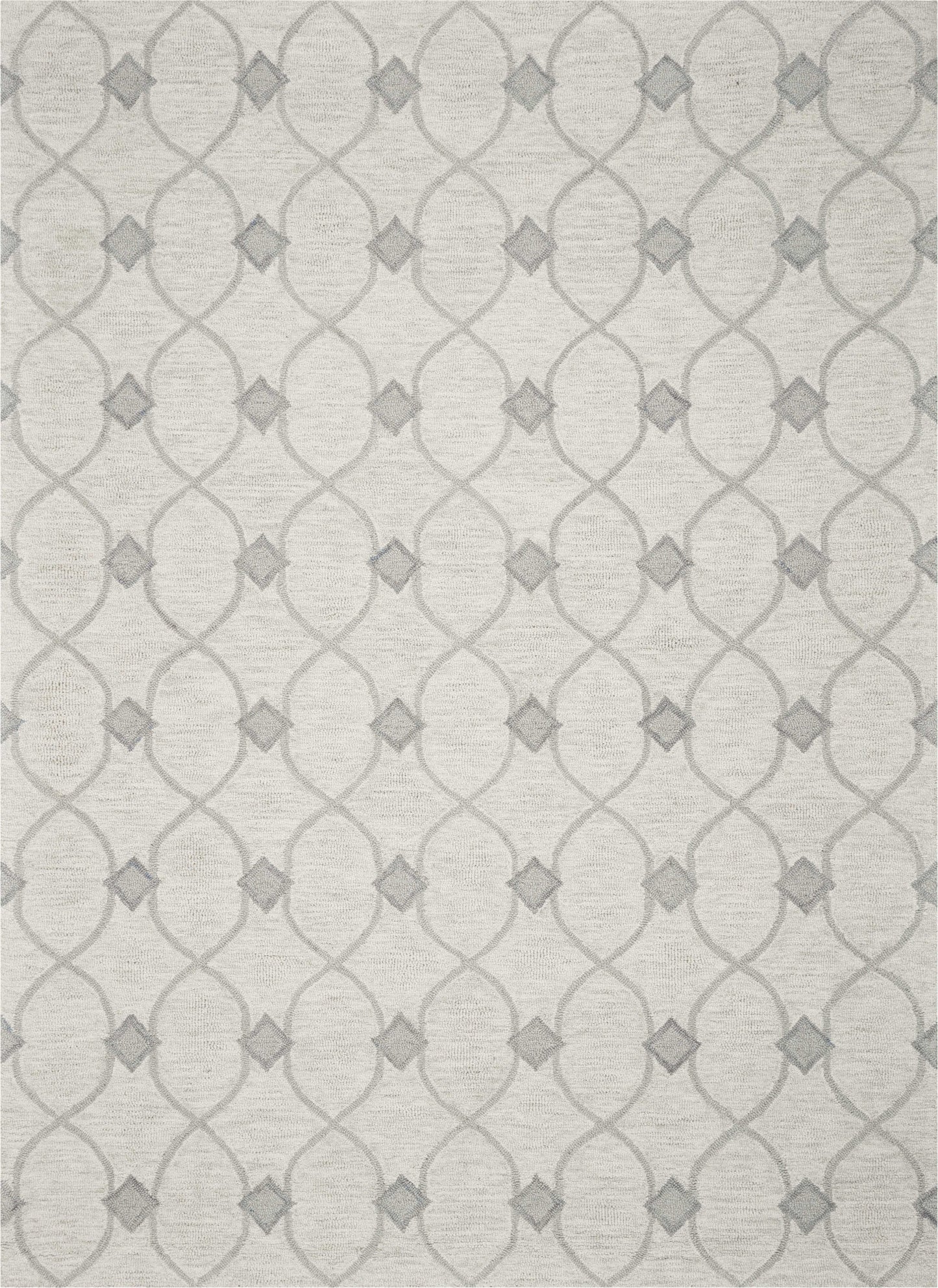 5' X 7' Ivory Hand Tufted Wool Ogee Indoor Area Rug