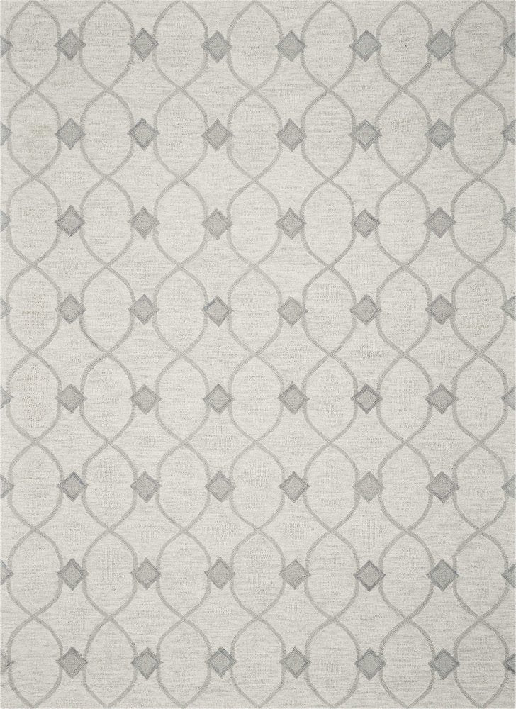 2' X 4' Ivory And Gray Wool Ogee Hand Tufted Area Rug
