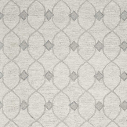 5' X 7' Ivory And Gray Wool Ogee Hand Tufted Area Rug