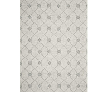 2' X 4' Ivory And Gray Wool Ogee Hand Tufted Area Rug