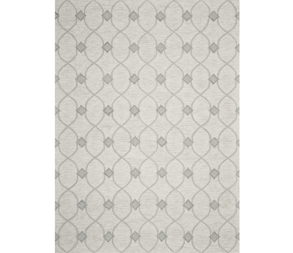 2' X 4' Ivory And Gray Wool Ogee Hand Tufted Area Rug