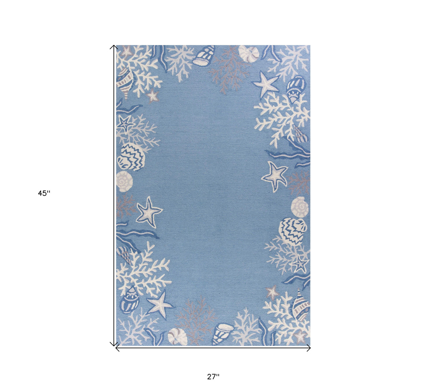 2' X 4' Light Blue Coral Hand Tufted Area Rug