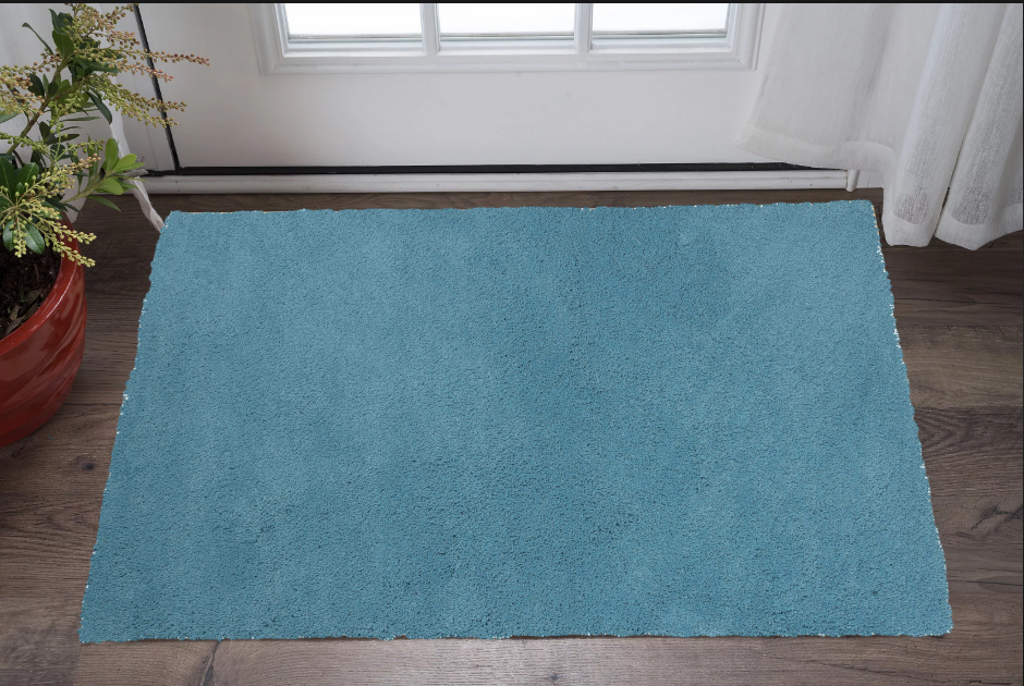 8' Highlighter Blue Indoor Shag Runner Rug