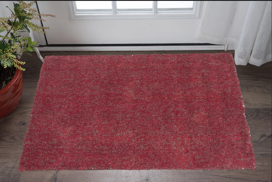 3' X 5' Red Heather Plain Area Rug