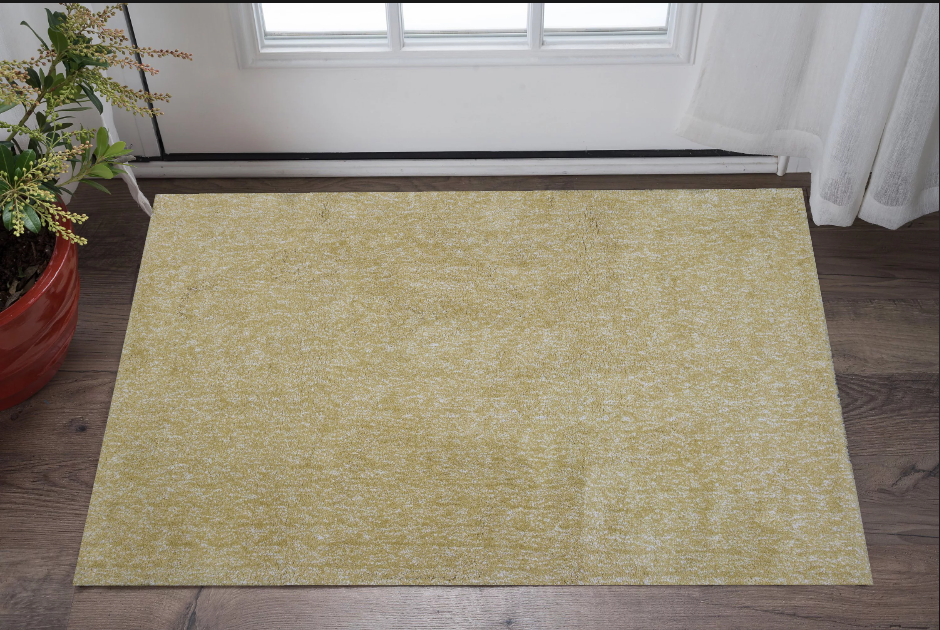 5' X 7' Yellow Heather Plain Indoor Area Rug