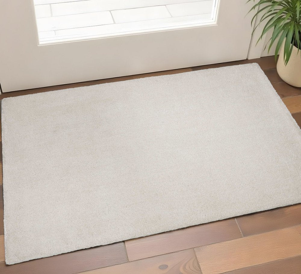 2' X 4' Ivory Hand Woven Area Rug