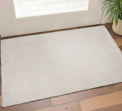 2' X 4' Ivory Hand Woven Area Rug