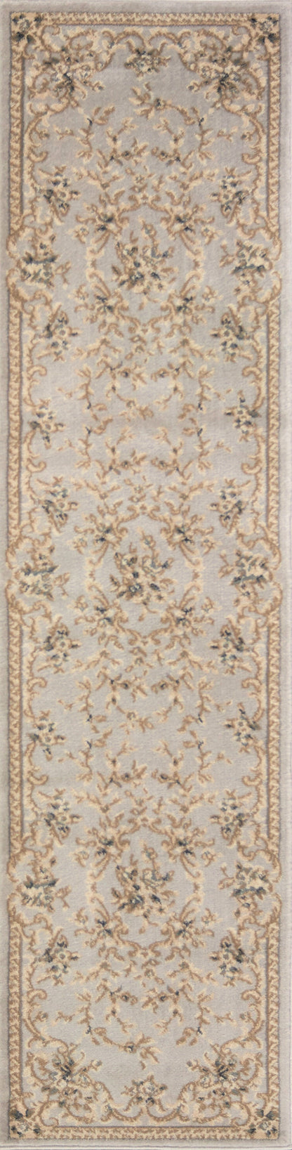 8' Light Grey Floral Round Indoor Area Rug