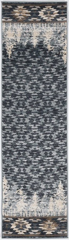 5' X 8' Slate Blue Winter Pine Trees Area Rug