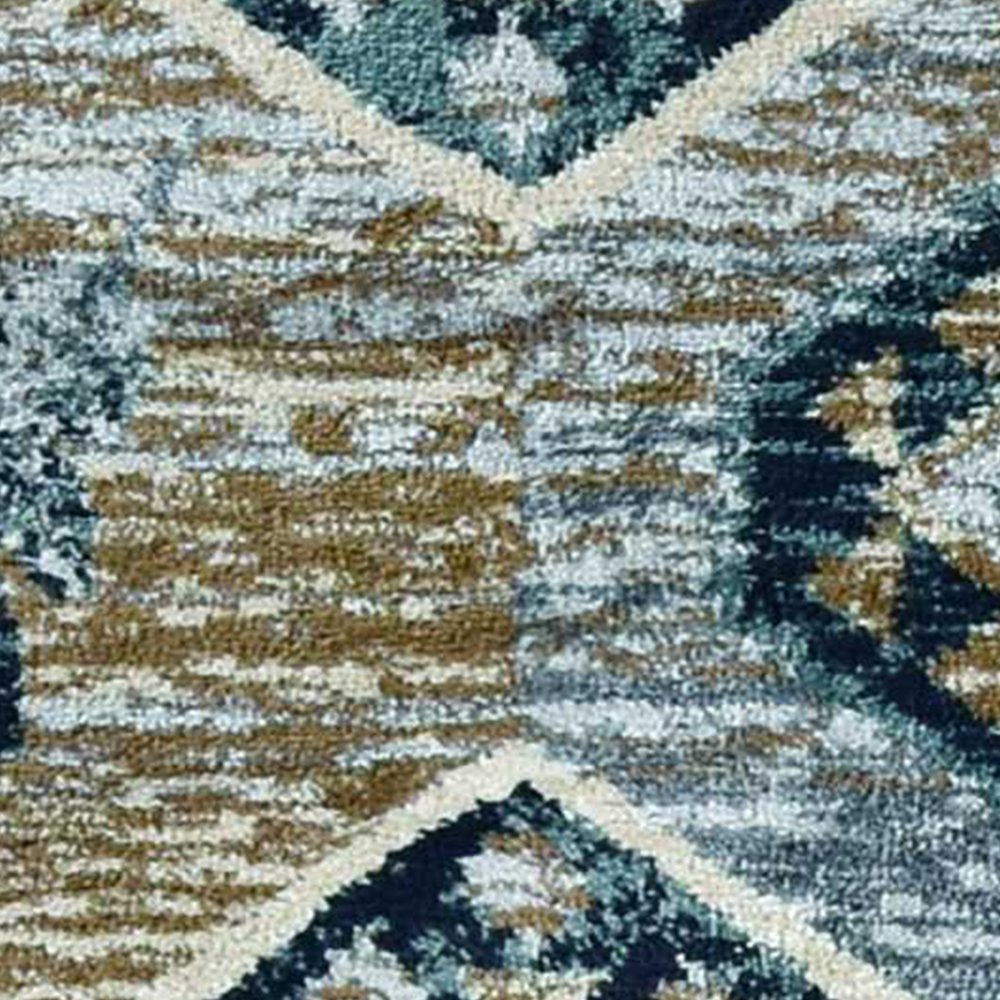 8' Blue And Green Woodland Lodge Round Rug