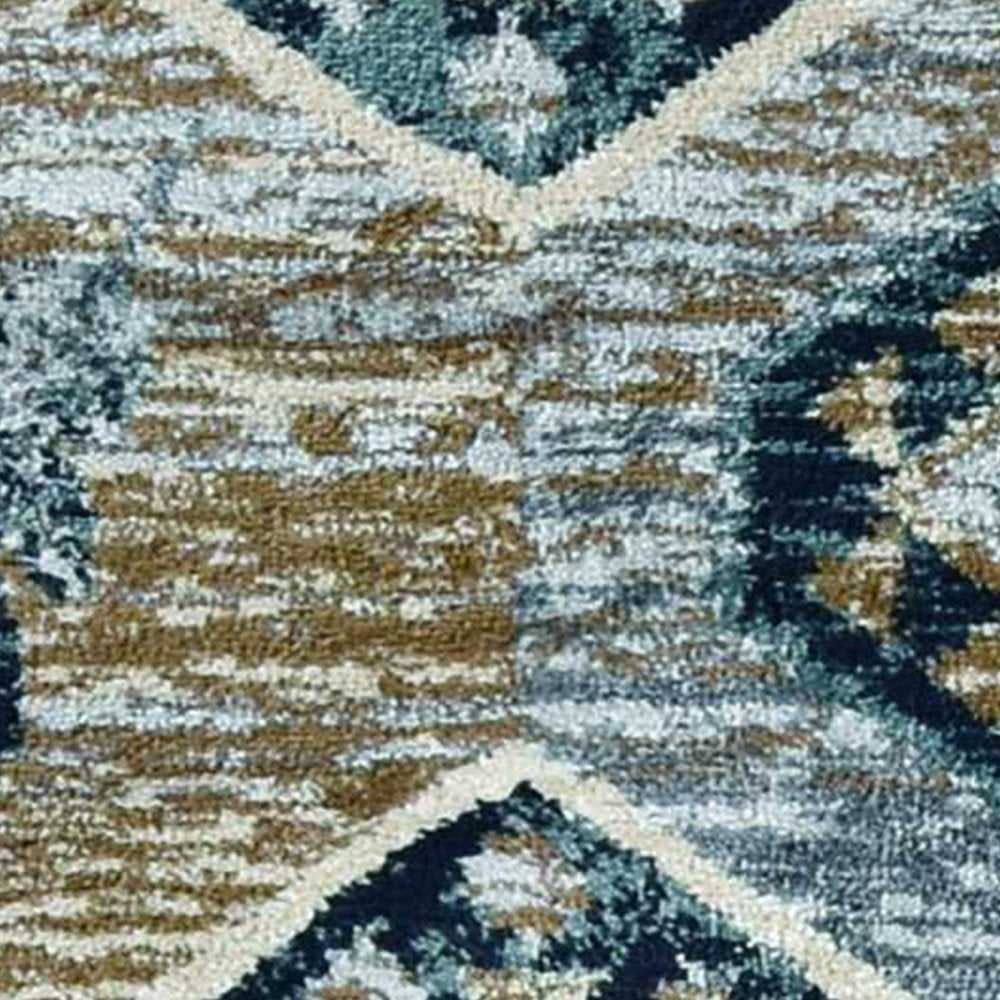 8' Blue And Green Woodland Lodge Round Rug