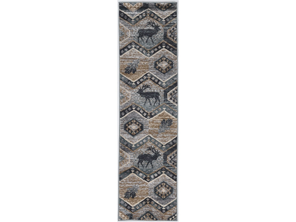 3' X 5' Beige and Ivory Woodland Lodge Area Rug