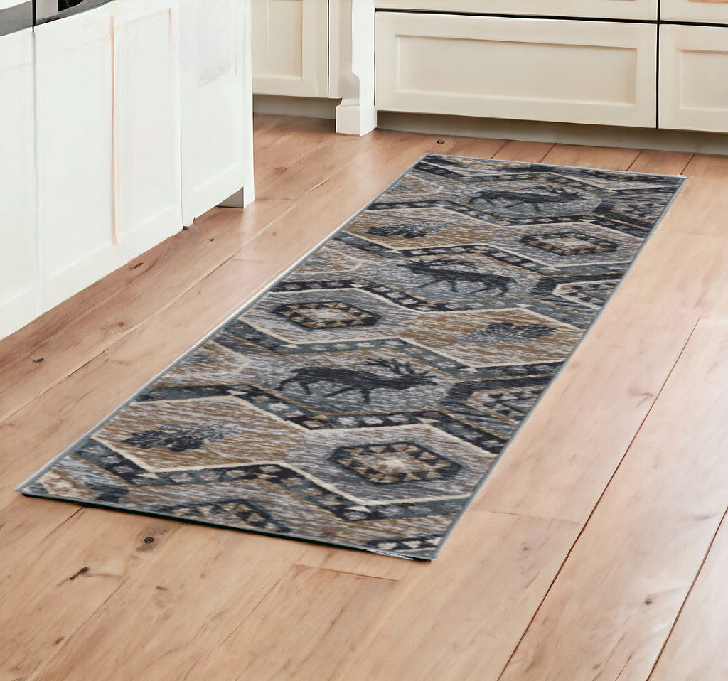 3' X 5' Beige and Ivory Woodland Lodge Area Rug