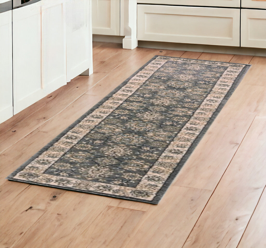 3' X 5' Gray and Ivory Floral Area Rug