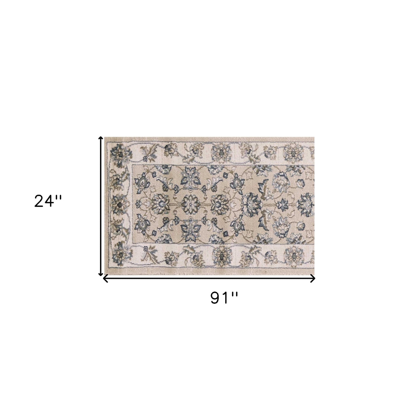 3' X 5' Beige and Ivory Floral Area Rug