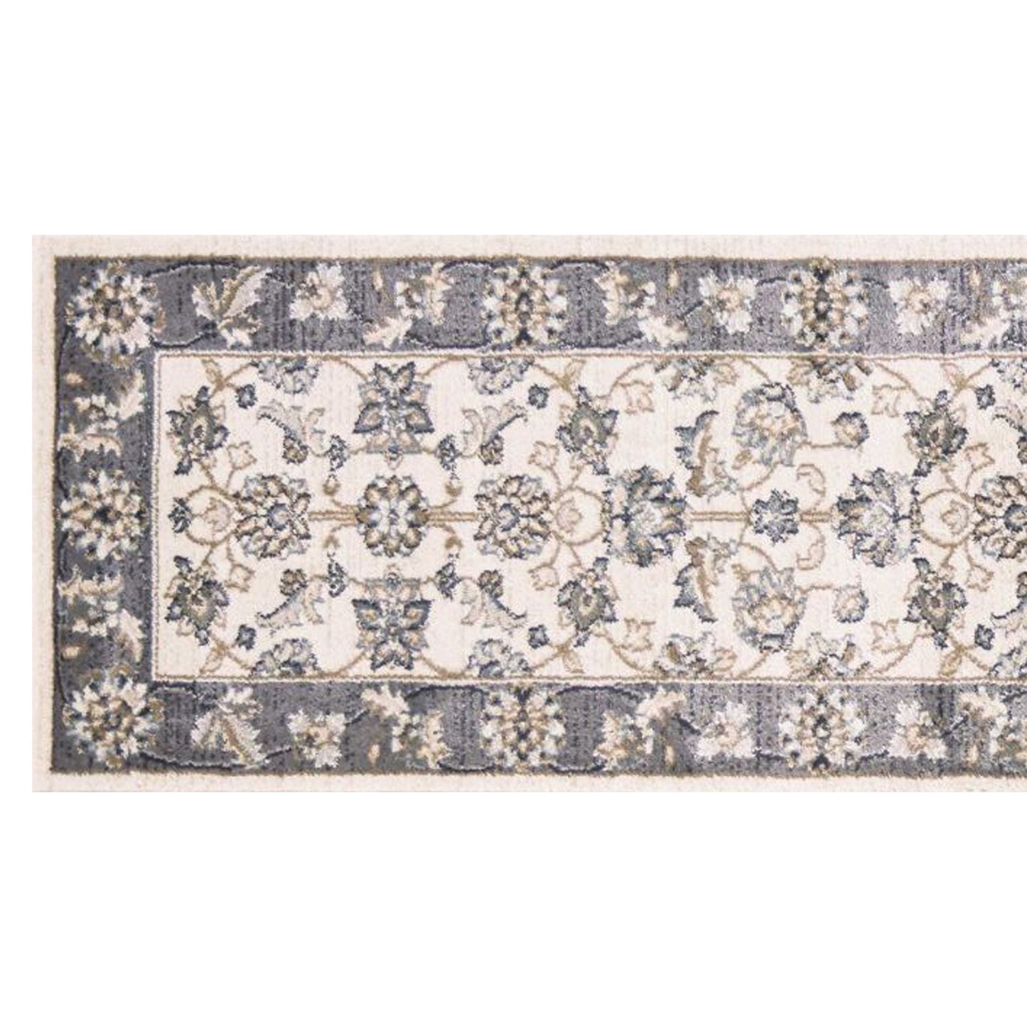 9' X 12' Ivory Grey Bordered Floral Indoor Area Rug