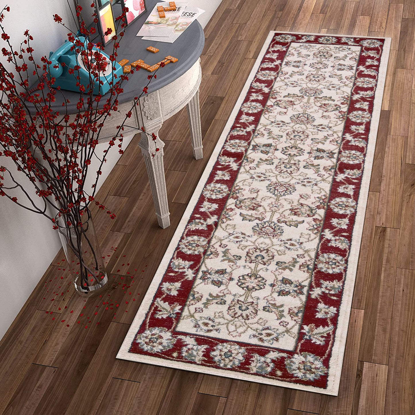 9' X 12'  Polypropylene Ivory Or Red Area Rug