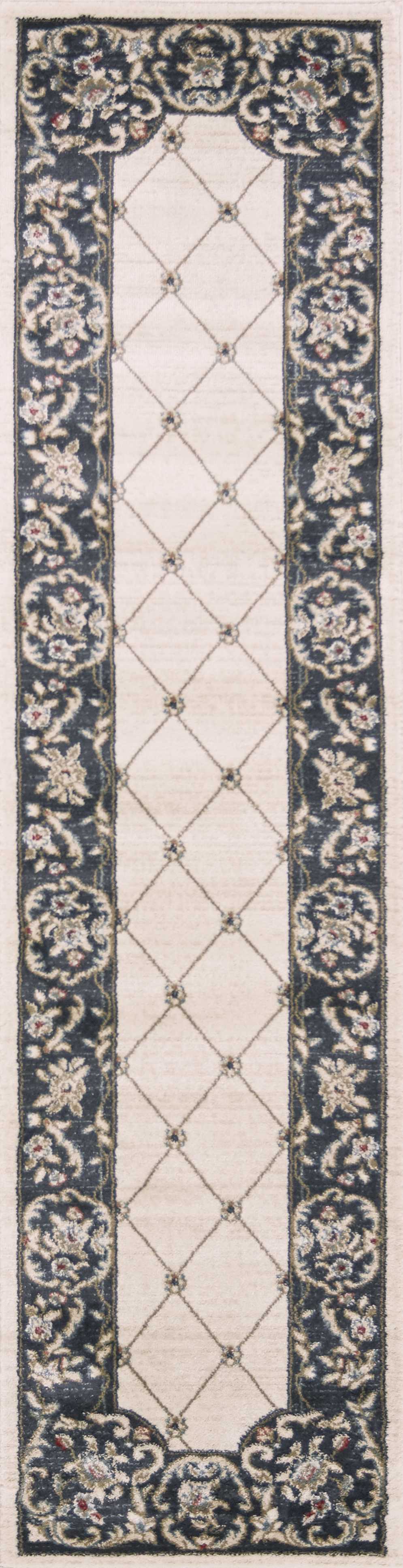 8' X 10' Ivory Grey Floral Indoor Area Rug