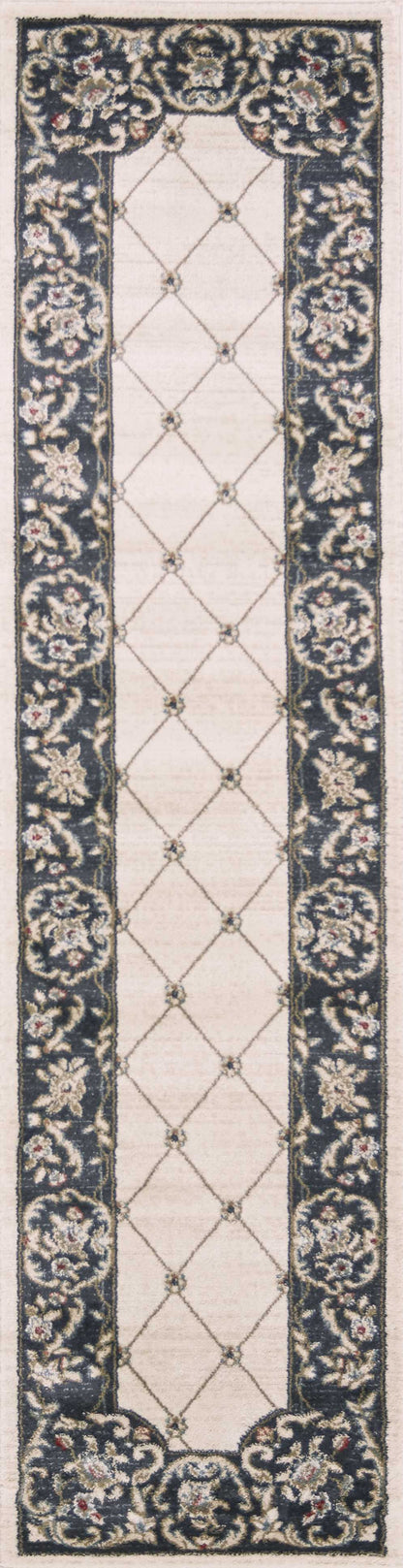 8' X 10' Ivory Grey Floral Indoor Area Rug