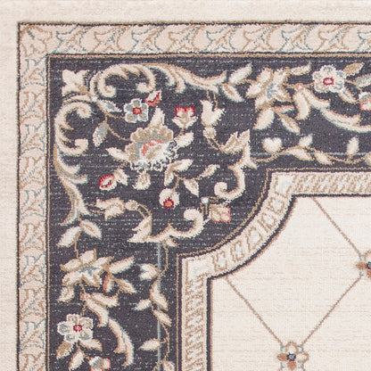 8' X 10' Ivory Grey Floral Indoor Area Rug