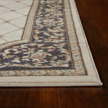 8' X 10' Ivory Grey Floral Indoor Area Rug