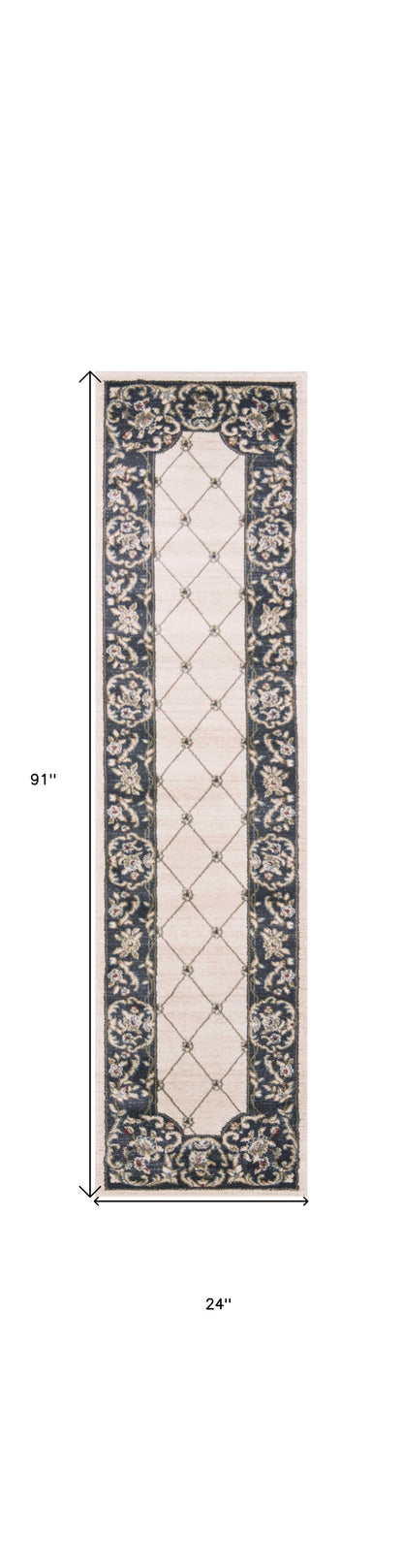 8' X 10' Ivory Grey Floral Indoor Area Rug