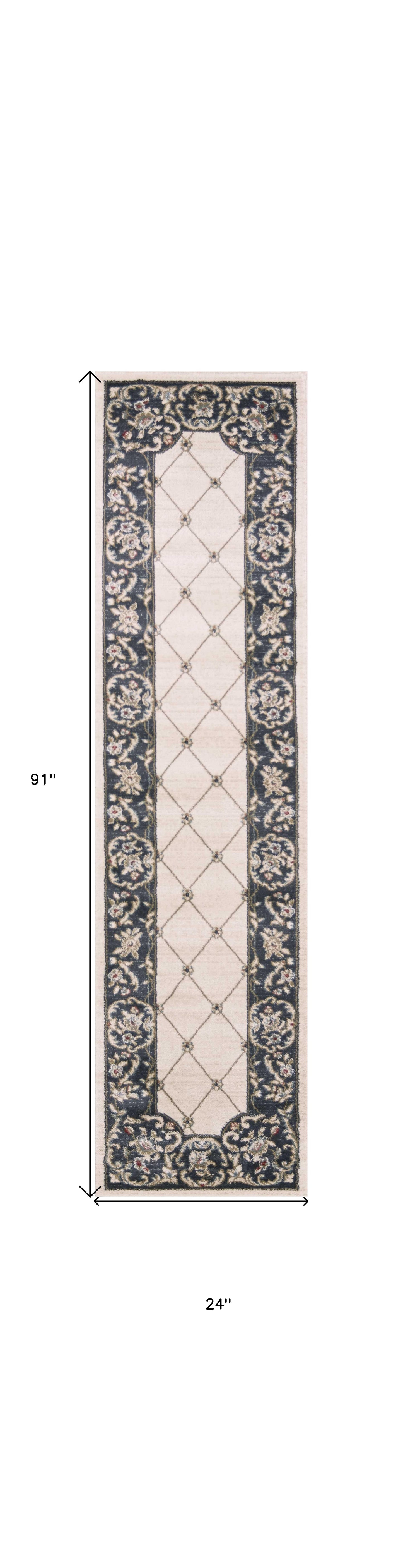8' X 10' Ivory Grey Floral Indoor Area Rug