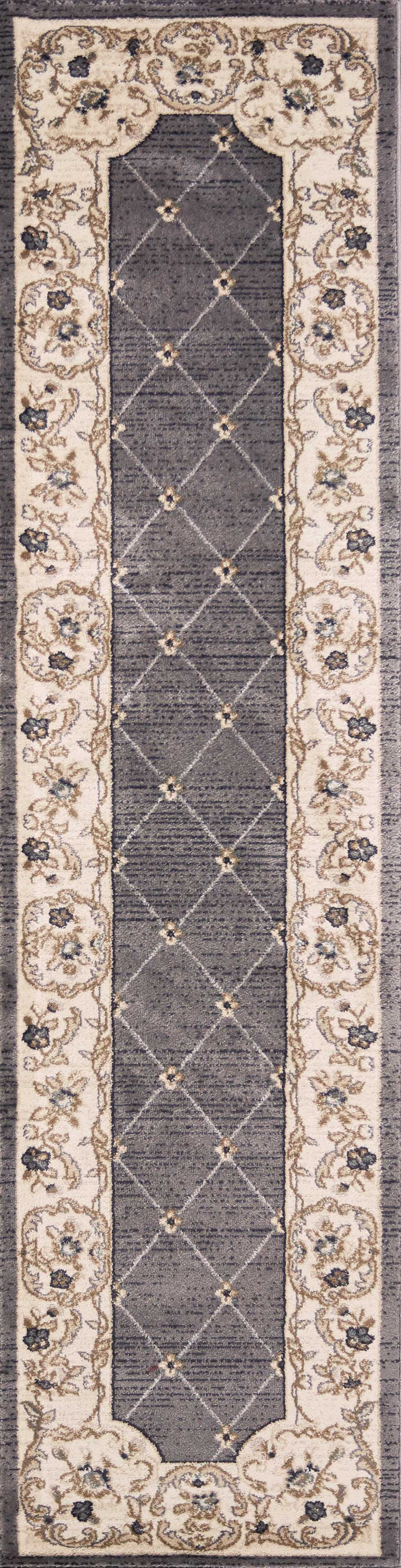 3' X 5' Gray and Ivory Trellis Area Rug