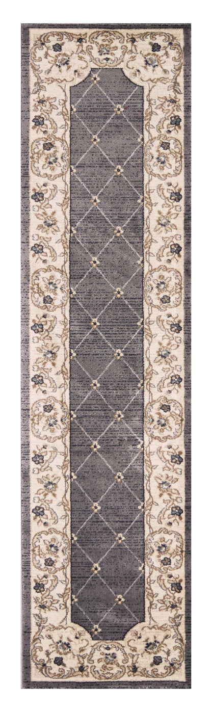 3' X 5' Gray and Ivory Trellis Area Rug