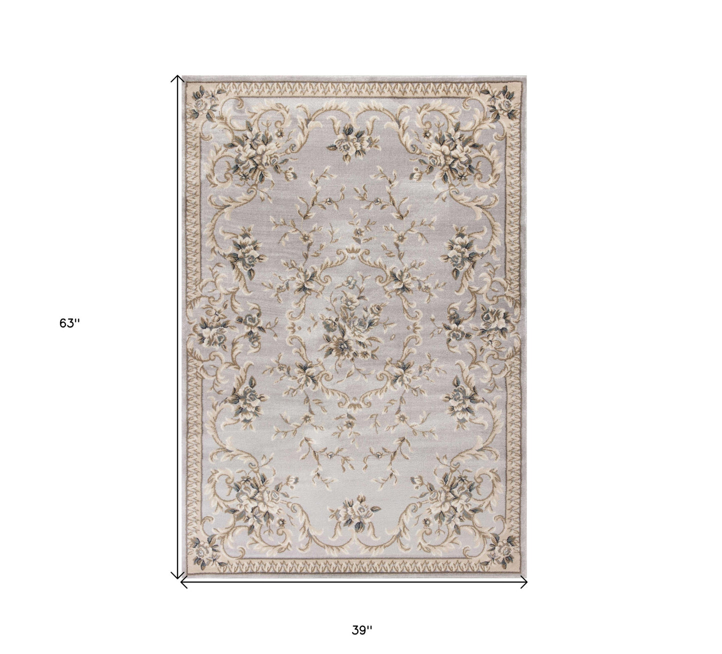 8' Light Grey Floral Round Indoor Area Rug