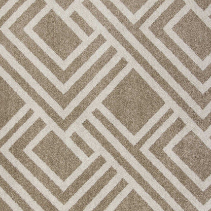 7' X 10' Beige and Ivory Geometric Indoor Outdoor Area Rug